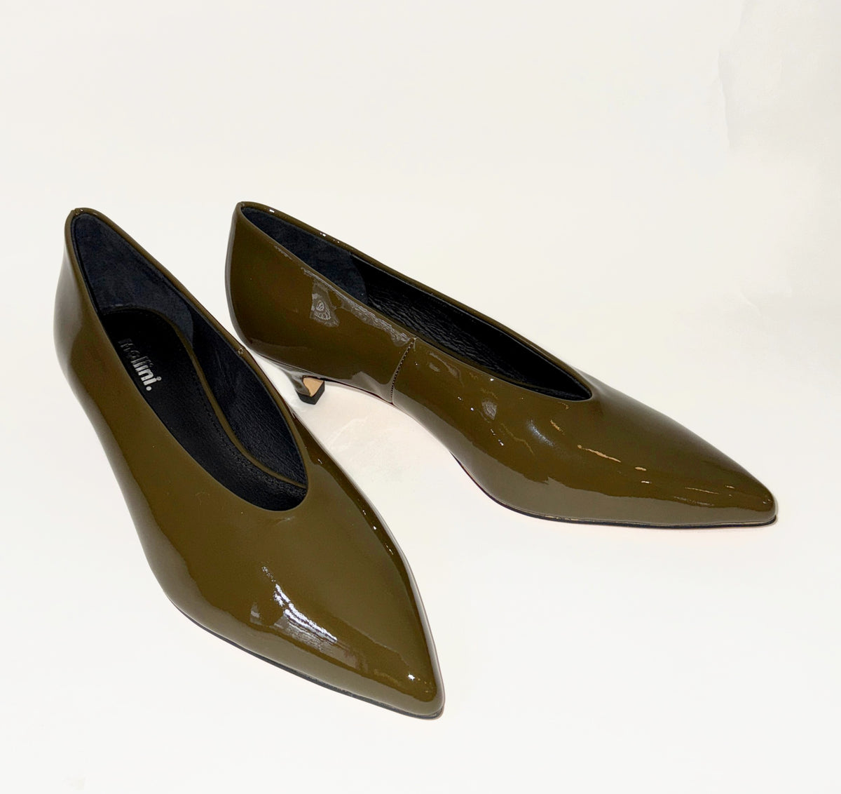 Mollini Cobra olive patent Mollini